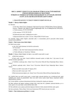İdari Şartname - Ahmet Yesevi Üniversitesi
