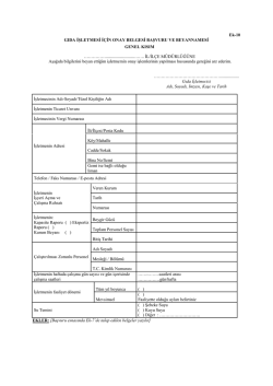 Ek-10 GIDA İŞLETMESİ İ&Ccedil;İN ONAY BELGESİ BAŞVURU VE