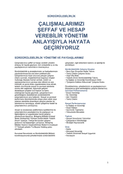 S&uuml;rd&uuml;r&uuml;lebilirlik Raporu