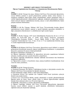 &Ouml;ğrenci Toplulukları Y&ouml;nergesi - Mehmet Akif Ersoy &Uuml;niversitesi