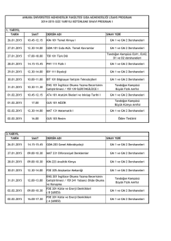 2014-2015 G&uuml;z yarıyılı b&uuml;t&uuml;nleme sınav