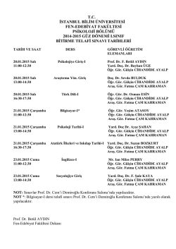 T.C. İSTANBUL BİLİM &Uuml;NİVERSİTESİ FEN