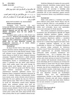 beklenen rahmet : hz muhammed