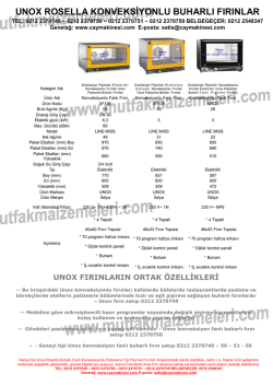 elektrikli unox konveksiyonlu fırın kataloğu