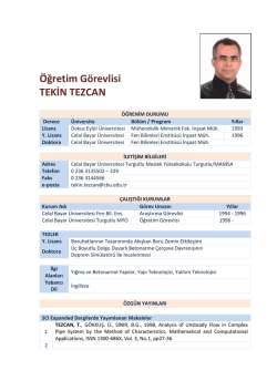 &Ouml;ğretim G&ouml;revlisi TEKİN TEZCAN