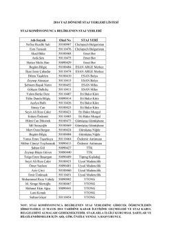 2014 YAZ D&Ouml;NEMİ STAJ YERLERİ LİSTESİ STAJ