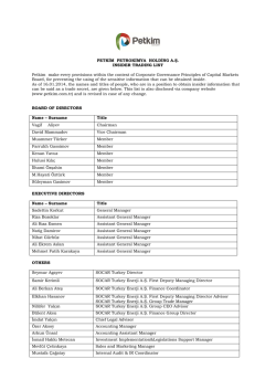 PETKİM PETROKİMYA HOLDİNG A.Ş. INSIDER TRADING LIST