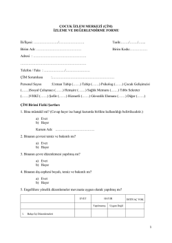 &Ccedil;OCUK İZLEM MERKEZİ (&Ccedil;İM) İZLEME VE DEĞERLENDİRME