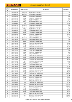 15 OCAK 2014 FİYAT LİSTESİ