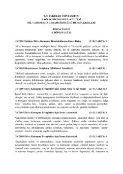 Dil ve Konuşma Terapisi Ders İ&ccedil;erikleri