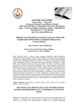 hizmet kalitesinin davranış tabanlı müşteri ilişkileri yönetimiyle ilişkisi