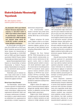 Elektrik Şebeke Y&ouml;netmeliği Yayınlandı