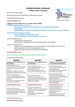 KONGRE BĐLĐMSEL PROGRAMI 12 Mayıs 2014, Pazartesi 08:30