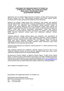 1 eczacıbaşı yapı gere&ccedil;leri sanayi ve ticaret a.ş. 15 nisan 2014