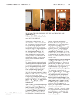 Symposia /Bilimsel Toplantılar - Journal of the Faculty of Architecture