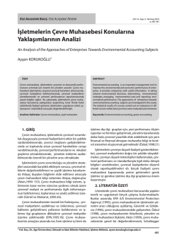 İşletmelerin &Ccedil;evre Muhasebesi Konularına