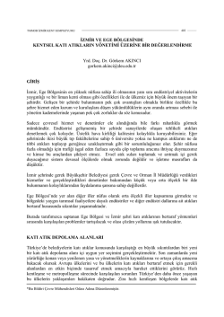 İzmir ve Ege B&ouml;lgesinde Kentsel Katı Atıkların Y&ouml;netimi &Uuml;zerine Bir