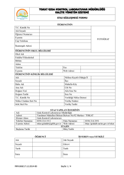 staj sözleşmesi formu - Gıda Kontrol Laboratuvar Müdürlükleri