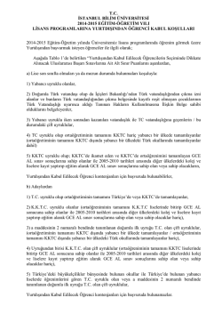 2014-2015 Eğitim-&Ouml;ğretim Yılı Lisans Programlarına Yurtdışından