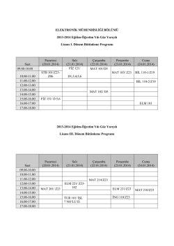 ELEKTRONİK M&Uuml;HENDİSLİĞİ B&Ouml;L&Uuml;M&Uuml; 2013-2014 Eğitim