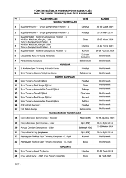 2014 Yılı Spor Tırmanış Faaliyet Programı