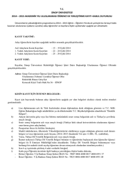 T.C. SİNOP &Uuml;NİVERSİTESİ 2014 &ndash; 2015 AKADEMİK YILI