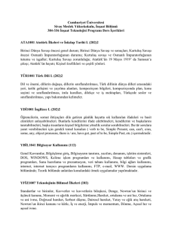 İnşaat Teknolojisi Programı ders i&ccedil;eriği