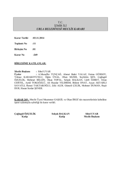 T.C. İZMİR İLİ URLA BELEDİYESİ MECLİS KARARI