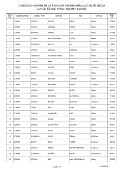 &ccedil;orum ili adli yargı se&ccedil;men listesi 12 ekim 2014 h&acirc;kimler ve savcılar