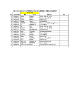 30 ocak 2014 muafiyet sınavına girebilecek öğrenci listesi