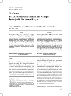 Sol Pn&ouml;monektomi Sonrası Ani Kollaps: İyatrojenik Bir