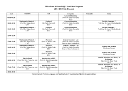 M&uuml;cevherat M&uuml;hendisliği I. Sınıf Ders Programı