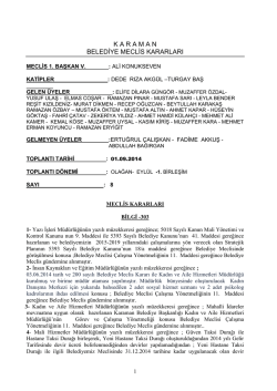 Eyl&uuml;l Ayı Meclis Kararları