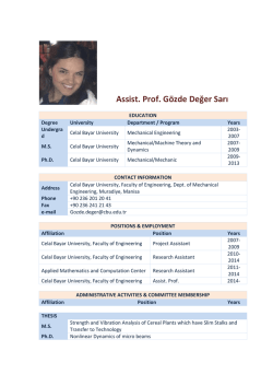 Assist. Prof. G&ouml;zde Değer Sarı
