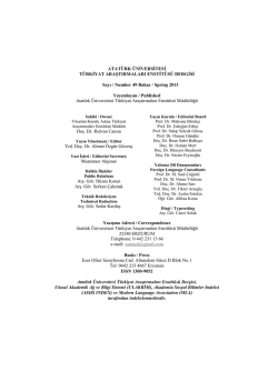 İ&ccedil;indekiler - Atat&uuml;rk &Uuml;niversitesi T&uuml;rkiyat Araştırmaları enstit&uuml;s&uuml; Dergisi