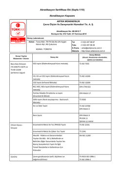 Akreditasyon Sertifikası Eki (Sayfa 1/10) Akreditasyon Kapsamı