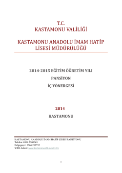 T.C. KASTAMONU VALİ Lİ Ğ İ KASTAMONU ANADOLU İ MAM HATİ