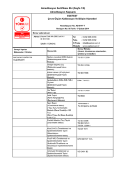 Akreditasyon Sertifikası Eki (Sayfa 1/9) Akreditasyon Kapsamı