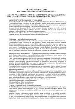 Kurumsal Y&ouml;netim Uyum Raporu