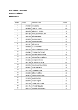 ENG 101 Resit Examination 2014-2015 Fall Term Exam Place: P1