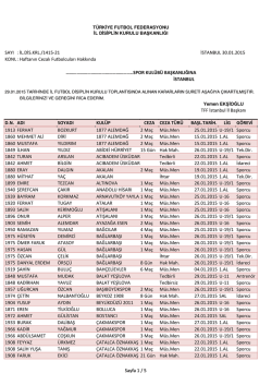 21.hafta cezalılar listesi - T.F.F. İstanbul İl Başkanlığı