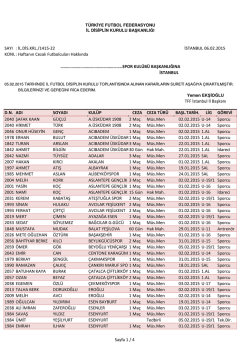 22.hafta cezalılar listesi - T.F.F. İstanbul İl Başkanlığı