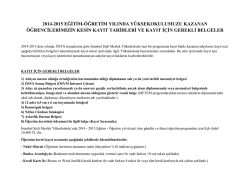 2014-2015 eğitim-&ouml;ğretim yılında y&uuml;ksekokulumuzu kazanan