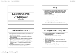 Bakım Onarım Uygulamaları - Yrd. Doç Dr. Ferhat Güngör