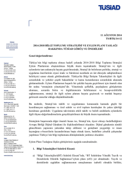 2014-2018 Bilgi Toplumu Stratejisi ve Eylem Planı Taslağı