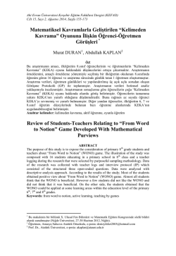 Matematiksel Kavramlarla Geliştirilen &ldquo;Kelimeden Kavrama