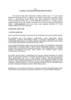 T.C. ANADOLU &Uuml;NİVERSİTESİ REKT&Ouml;RL&Uuml;Ğ&Uuml;NDEN &Uuml;niversitemiz