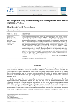 The Adaptation Study of the School Quality Management Culture