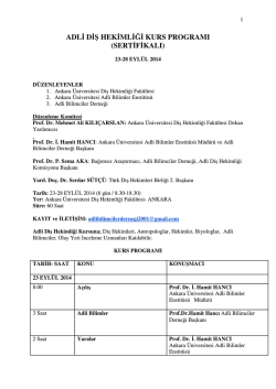 adl d ş hek ml ğ kurs programı - Adli Bilimler Enstit&uuml;s&uuml;