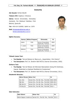 Özgeçmiş - Fen Edebiyat Fakültesi